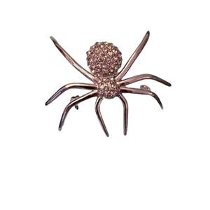 Napier Elevated Spider Rhinestone Gunmetal Grey Pin Brooch 2” Vintage Gothic